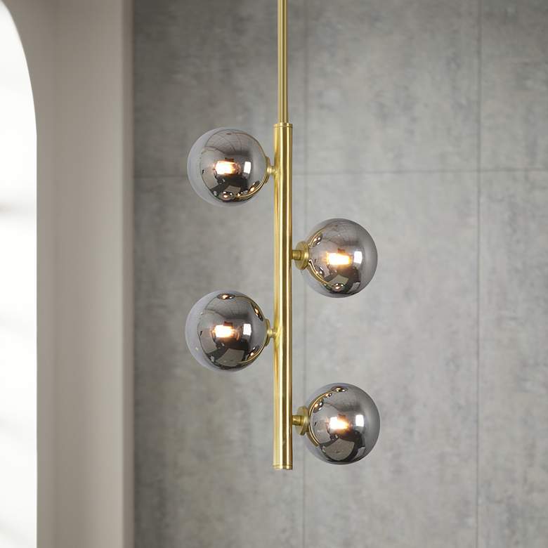 Image 1 Jessamine 10" Wide Satin Brass 4-Light LED Mini Chandelier