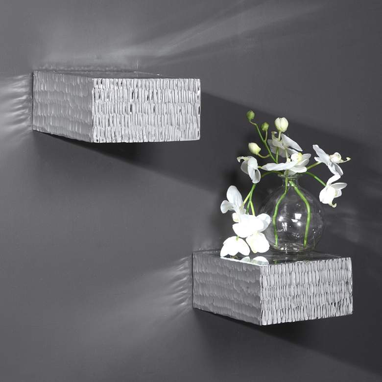 Image 1 Jessamine 8 inchW Silver 3-Dimensional Wall Shelves Set of 2