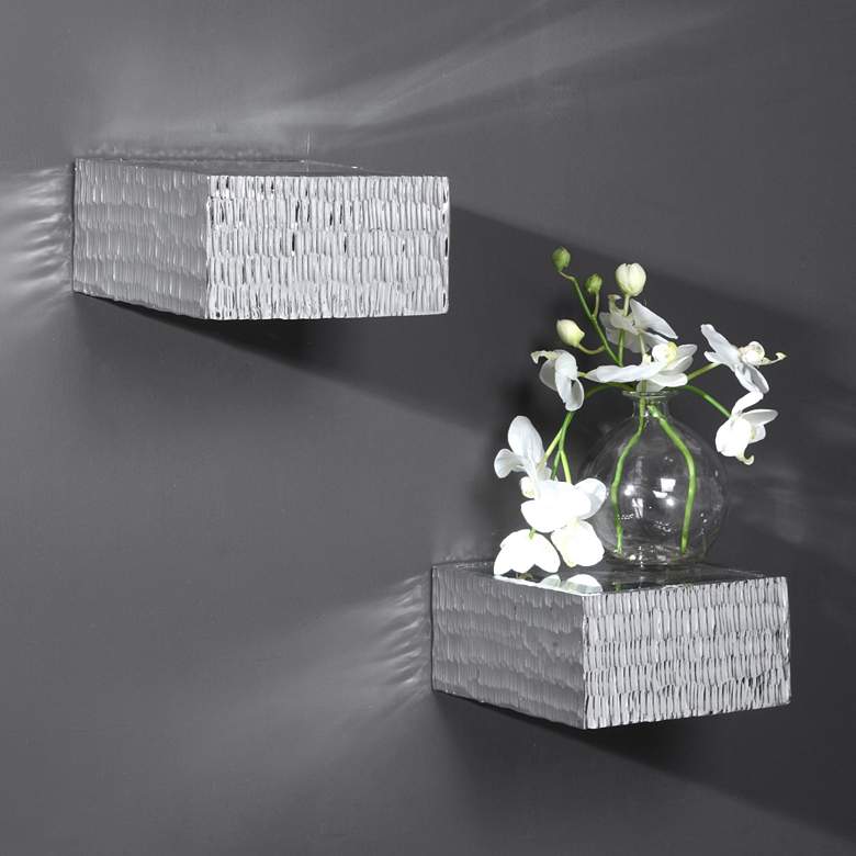 Image 1 Jessamine 8"W Silver 3-Dimensional Wall Shelves Set of 2