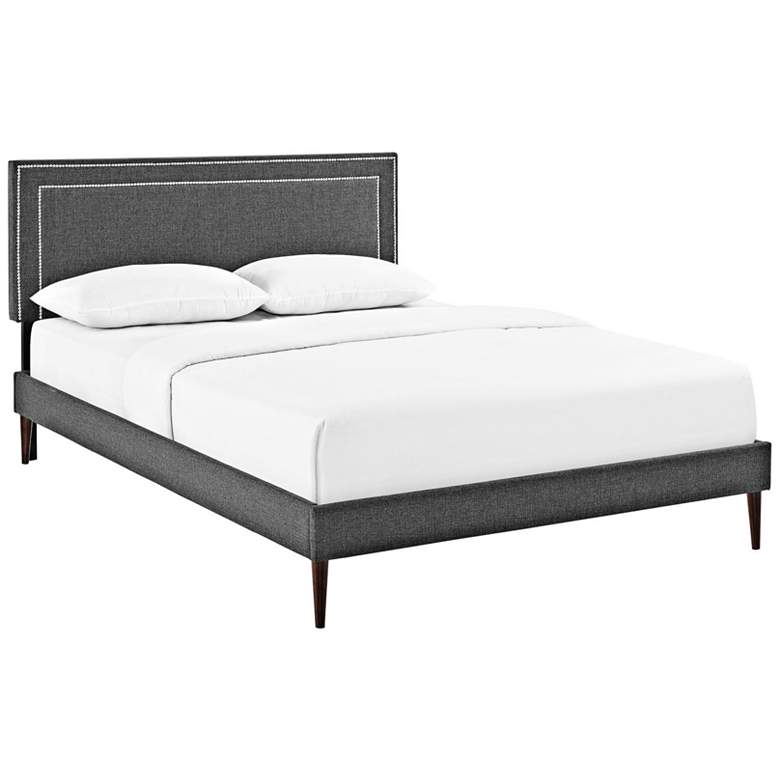 Image 1 Jessamine Gray Fabric Full Platform Bed with Tapered Legs