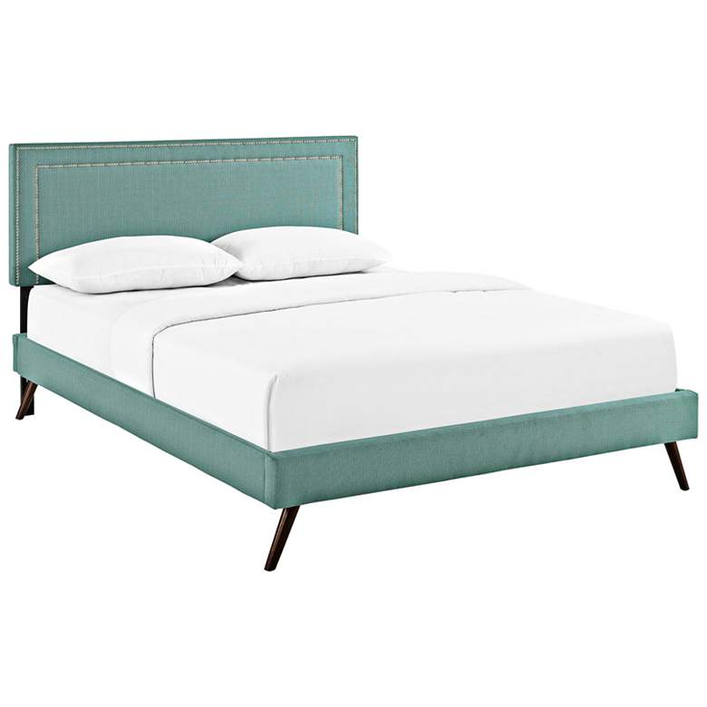 Image 1 Jessamine Laguna Fabric Full Platform Bed with Splayed Legs