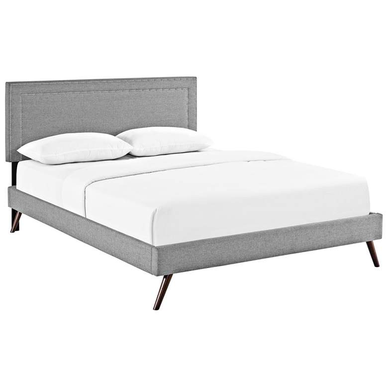 Image 1 Jessamine Light Gray Full Platform Bed with Splayed Legs