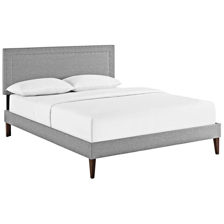 Image 1 Jessamine Light Gray Full Platform Bed with Square Legs