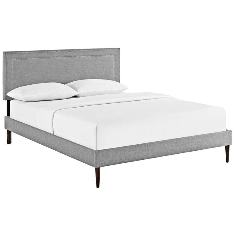 Image 1 Jessamine Light Gray Full Platform Bed with Tapered Legs