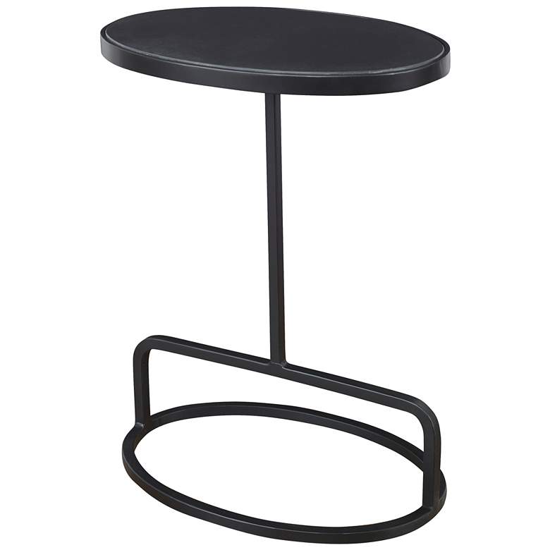 Image 1 Jessenia 18" Wide Black Marble Iron Oval Accent Table