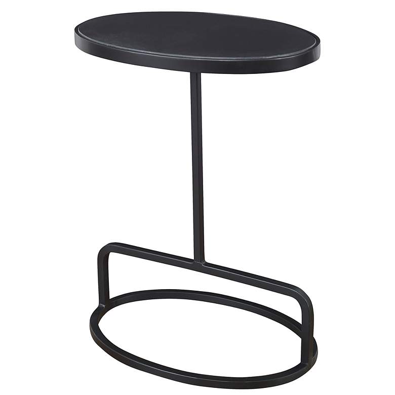 Image 2 Jessenia 18" Wide Black Marble Iron Oval Accent Table