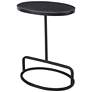 Jessenia 18" Wide Black Marble Iron Oval Accent Table