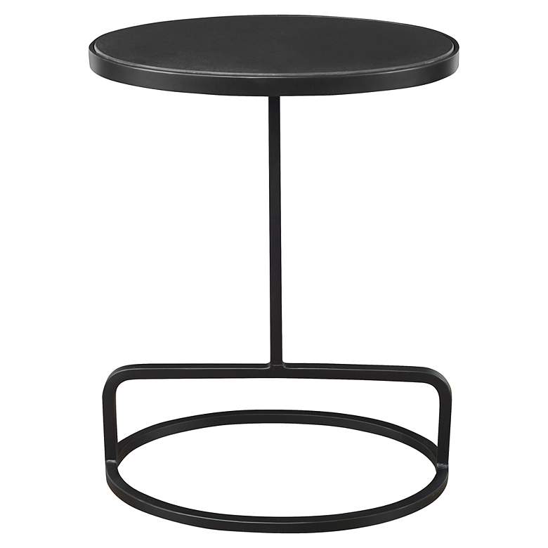 Image 3 Jessenia 18" Wide Black Marble Iron Oval Accent Table more views