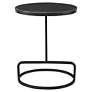 3_Jessenia 18" Wide Black Marble Iron Oval Accent Table more views