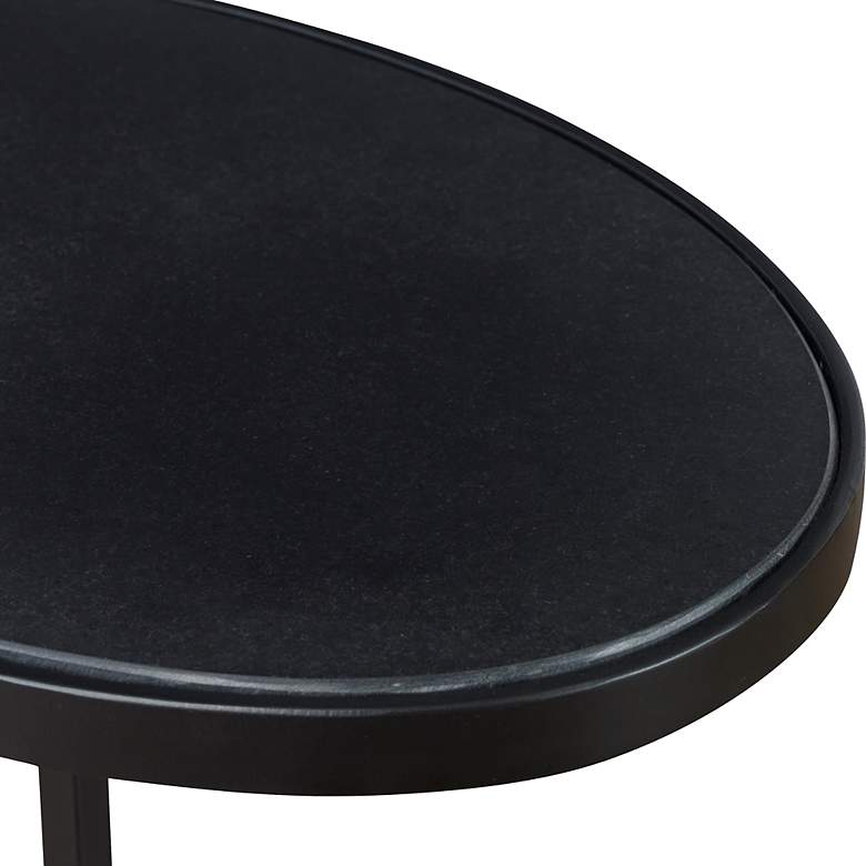 Image 4 Jessenia 18" Wide Black Marble Iron Oval Accent Table more views