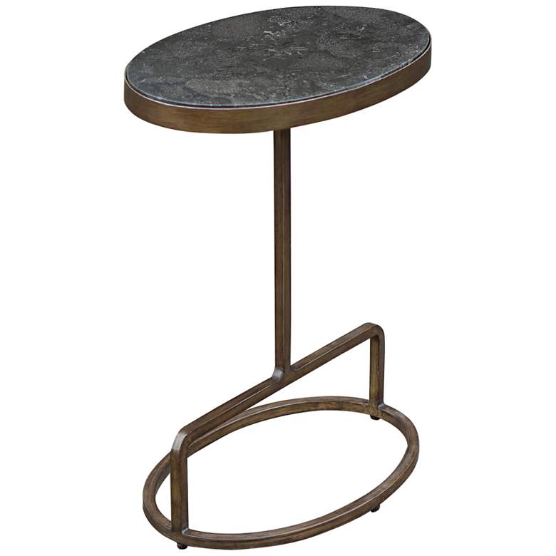 Image 2 Jessenia 18 inchW Brushed Gold w/ Bluestone Marble Accent Table