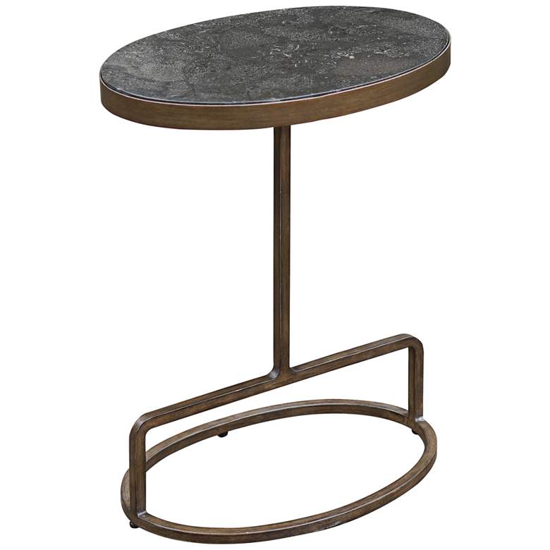 Image 3 Jessenia 18 inchW Brushed Gold w/ Bluestone Marble Accent Table more views
