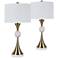 Jessica Antique Brass and White Marble Table Lamps Set of 2