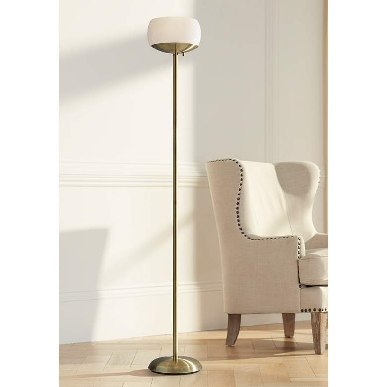 Image 1 Jessica Antique Brass Torchiere Floor Lamp