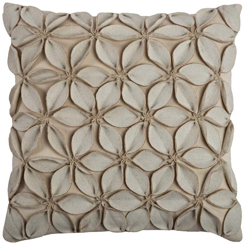 Image 1 Jessica Floral Petal Textured Cream 18 inch Square Throw Pillow