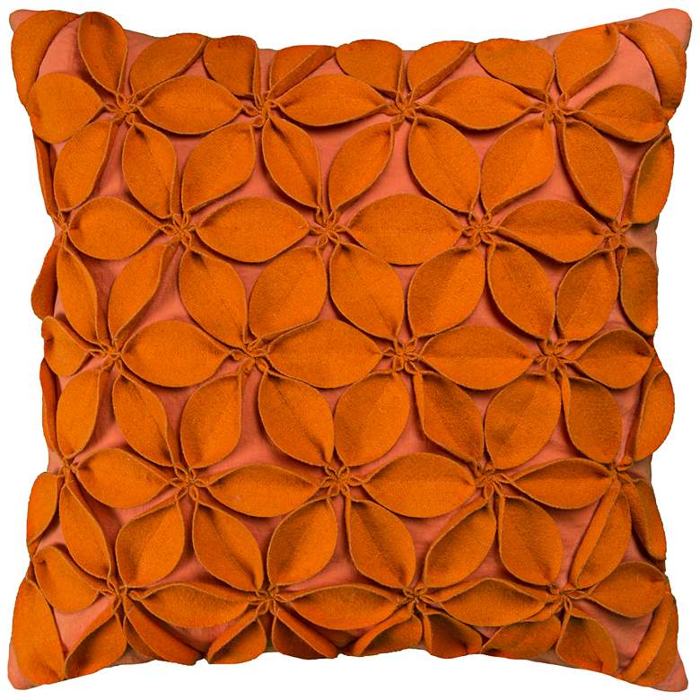Image 1 Jessica Floral Petal Textured Orange 18 inch Square Throw Pillow