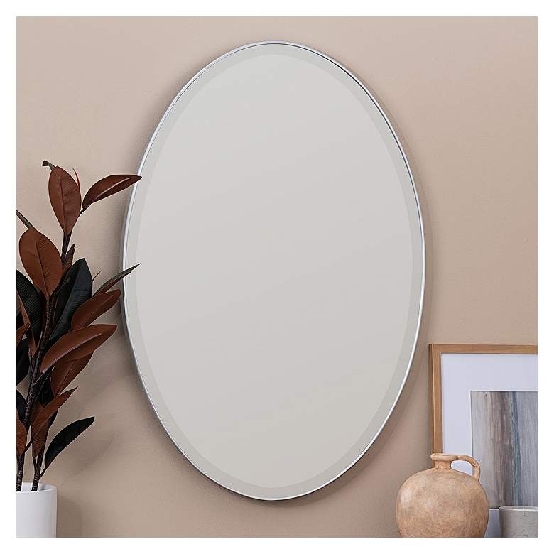 Image 1 Jessyca Glossy Silver Metal 24 1/2" x 35" Oval Wall Mirror
