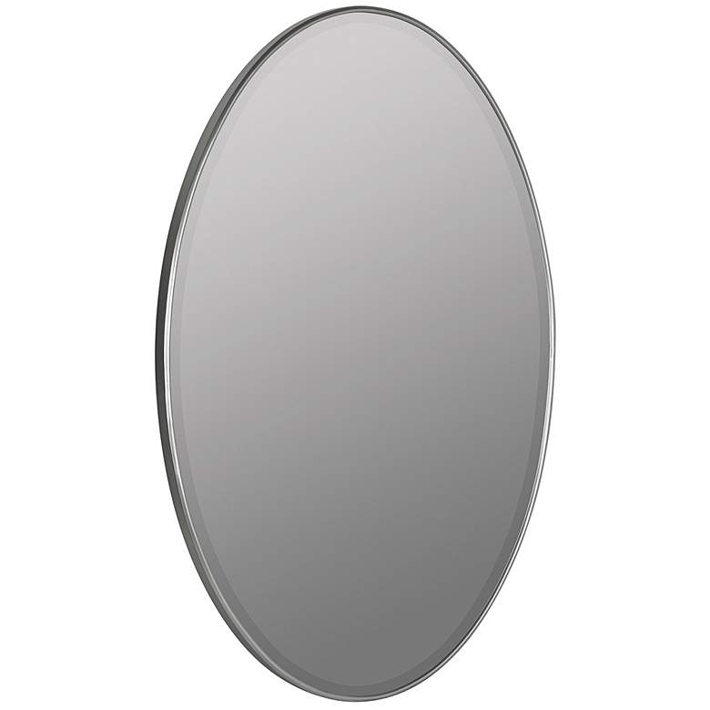 Image 4 Jessyca Glossy Silver Metal 24 1/2 inch x 35 inch Oval Wall Mirror more views