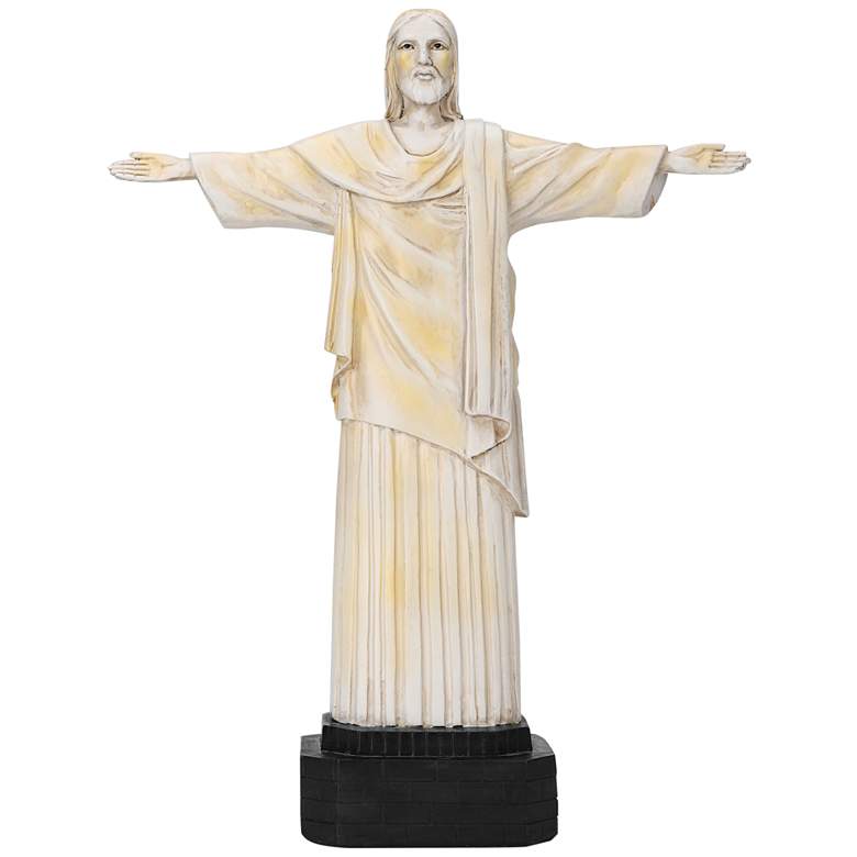Image 2 Jesus 15" High Off-White Statue with Solar LED Spotlight more views
