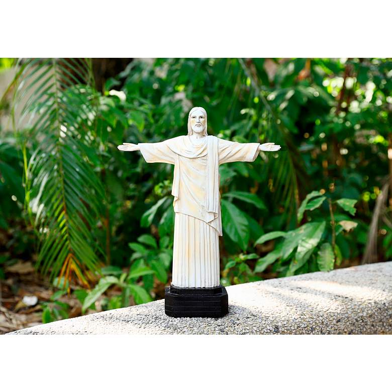 Image 5 Jesus 15" High Off-White Statue with Solar LED Spotlight more views