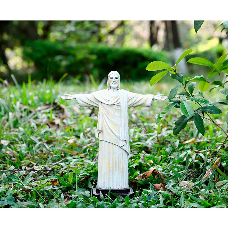 Image 6 Jesus 15" High Off-White Statue with Solar LED Spotlight more views