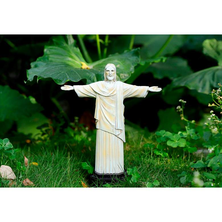 Image 7 Jesus 15" High Off-White Statue with Solar LED Spotlight more views