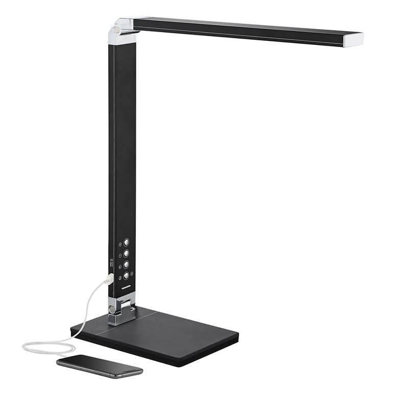 Image 2 Jett Black Finish Modern LED Desk Lamp with USB Port and Night Light