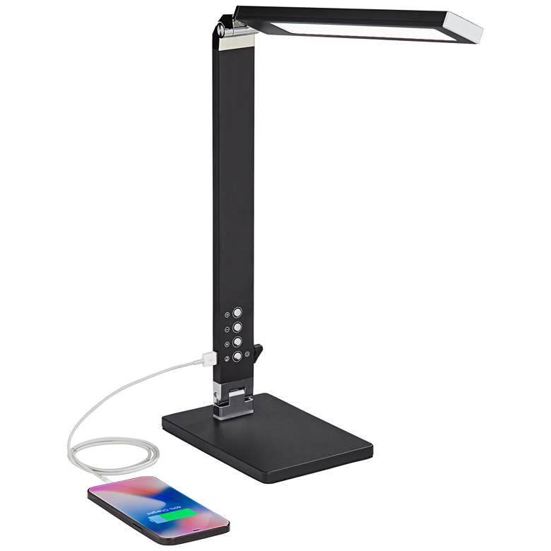 Jett Black Finish Modern LED Desk Lamp with USB Port and Night Light more views