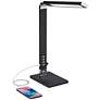 Jett Black Finish Modern LED Desk Lamp with USB Port and Night Light