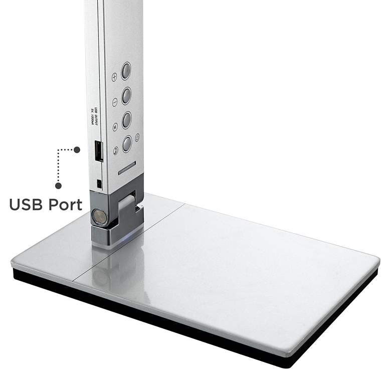 Image 5 Jett Silver Adjustable Modern LED Desk Lamp with USB Port and Night Light more views