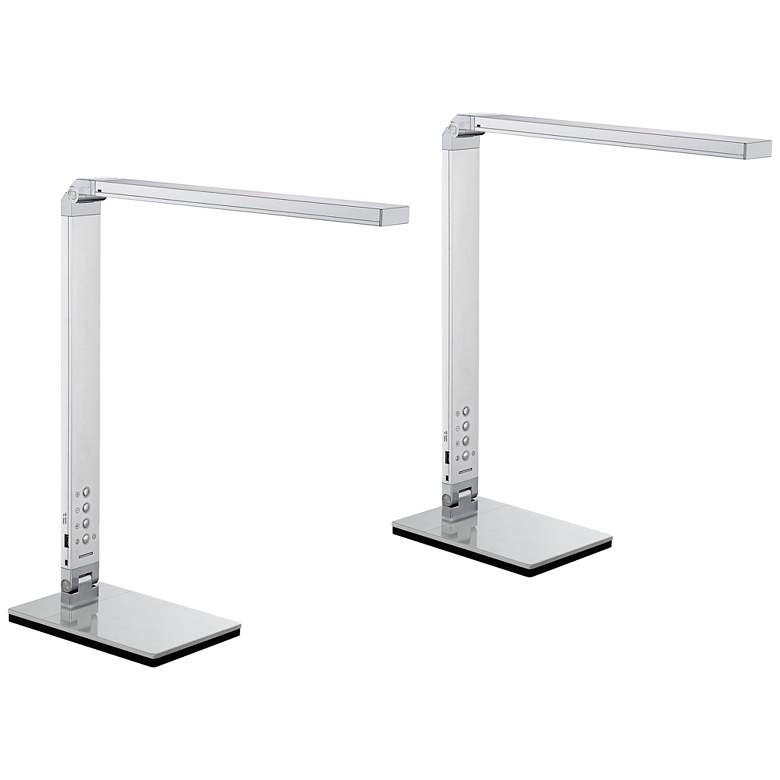 Image 2 Jett Silver LED Desk Lamps Set of 2 with USB and Night Light