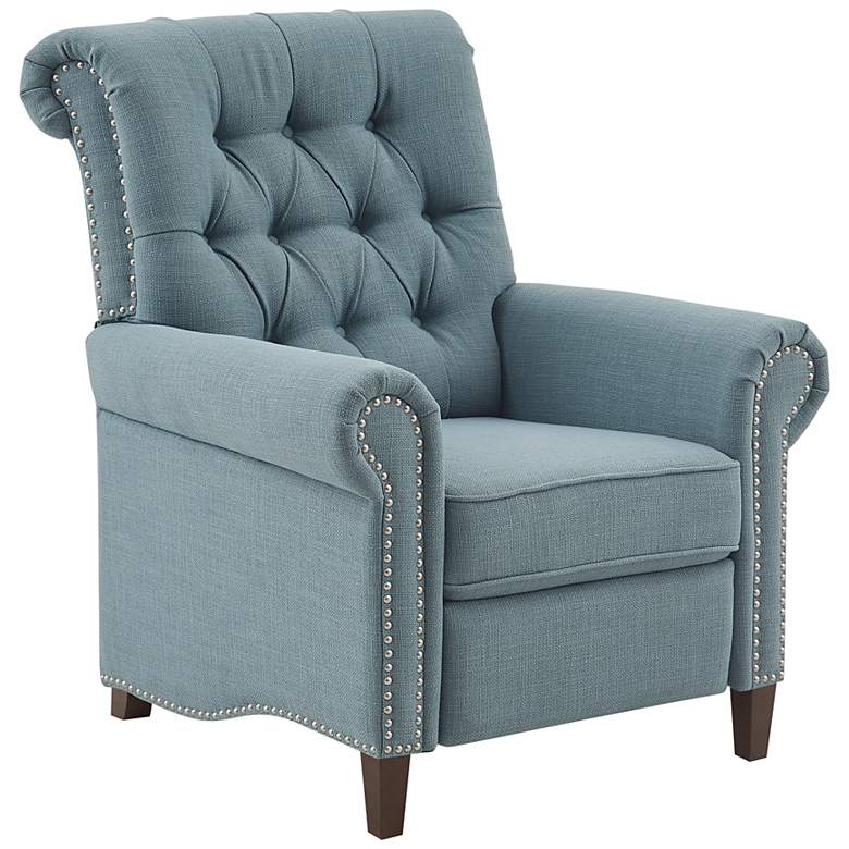 Image 2 Jetta Blue Fabric Tufted Push Back Recliner