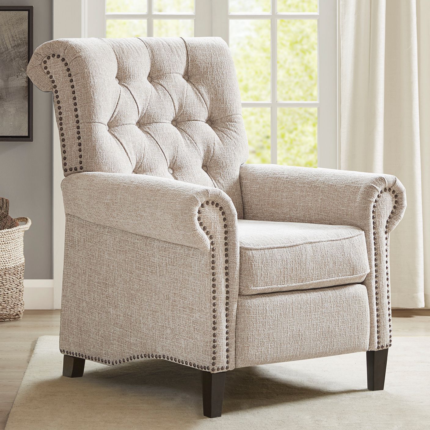 Beige push back discount recliner