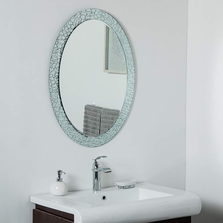 Image 1 Jewel 23 1/2 inch x 31 1/2 inch Oval Frameless Wall Mirror