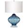 Jewel of The Sea Smoke Blue Art Glass Table Lamp