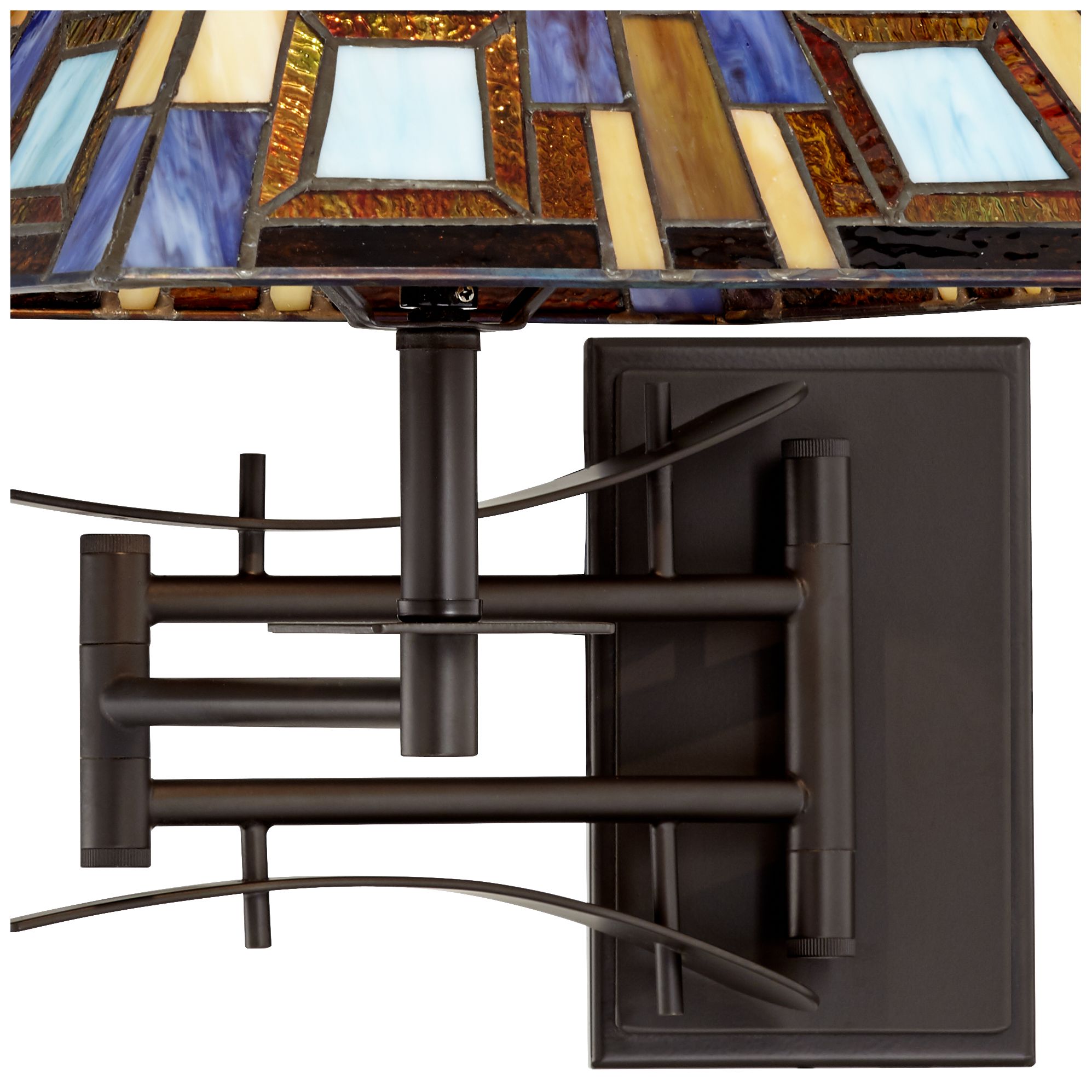 Jewel Tone Tiffany Style PlugIn Swing Arm Wall Lamp 2K018 Lamps Plus