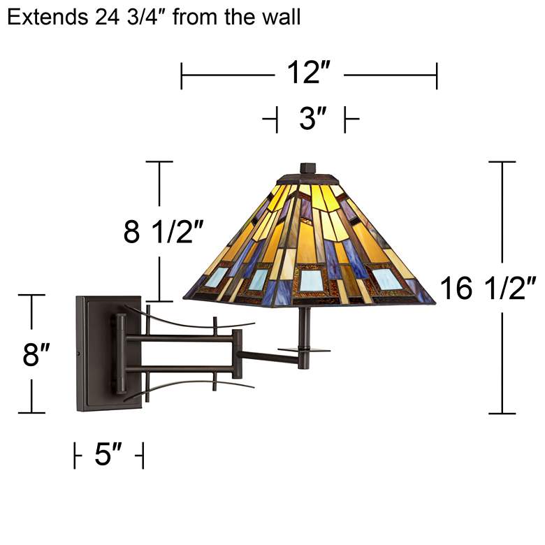 Image 7 Jewel Tone Tiffany Style Plug-In Swing Arm Wall Lamp more views