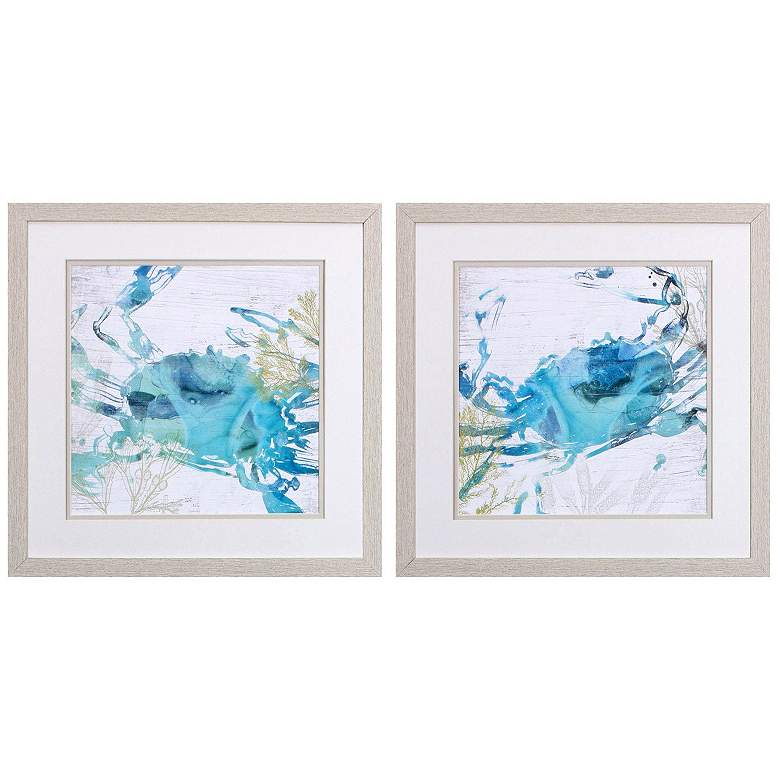 Image 1 Jeweled Crustacean 17"W x 17"H Framed Art Set of 2