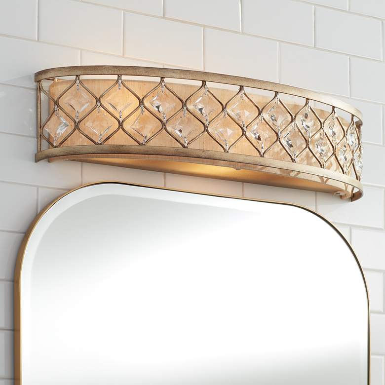 Image 1 Jeweled Gold Leaf 25 inch Wide Bathroom Wall Light