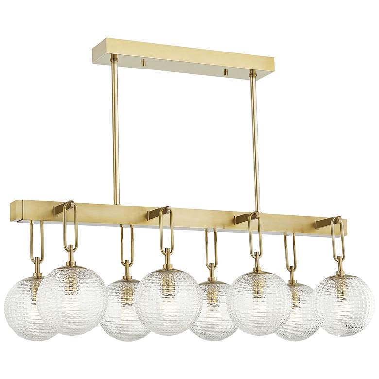 Image 1 Jewett 46" Wide Aged Brass 8-Light Island Pendant Light