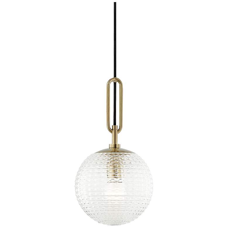 Image 1 Jewett 8" Wide Aged Brass Clear Glass Mini Pendant