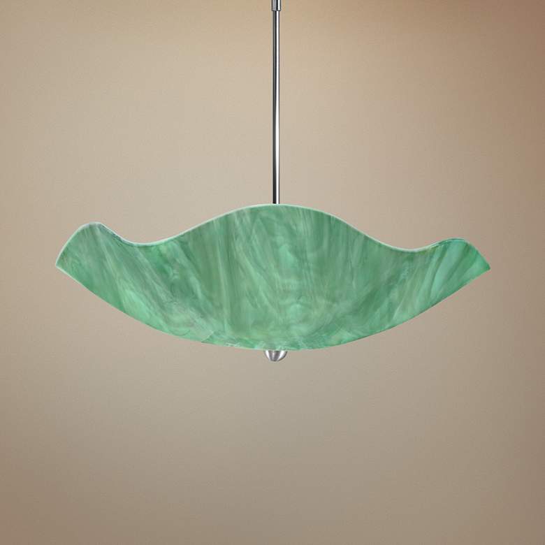 Jezebel 22&quot;W Green Aqua Art Glass Bowl Pendant Light
