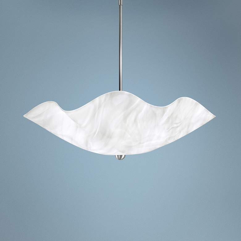 Jezebel 22&quot;W White Cloud Art Glass Bowl Pendant Light