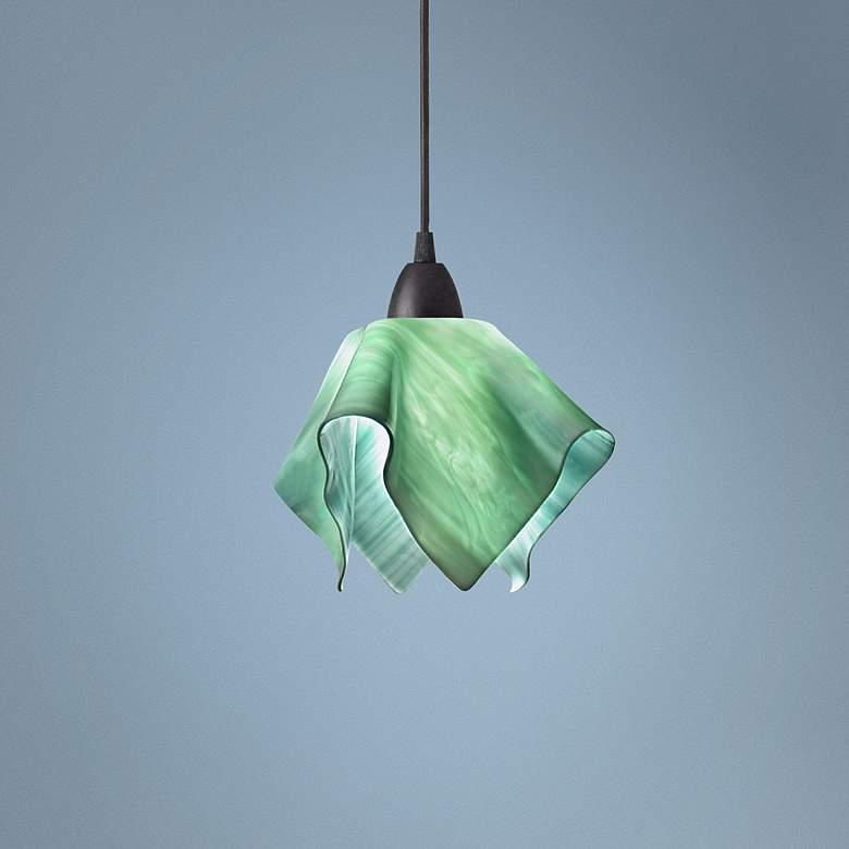 Image 2 Jezebel Radiance 8" Wide Modern Seafoam Green Small Flame Mini Pendant
