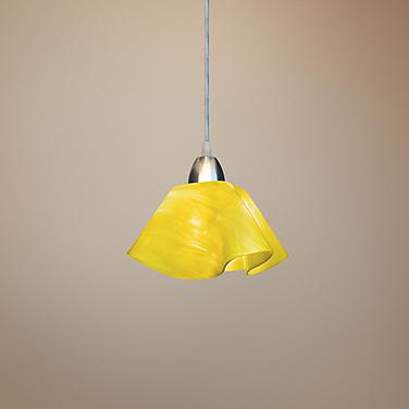 Jezebel Radiance 8" Wide Lily Gold Canary Yellow Glass Pendant
