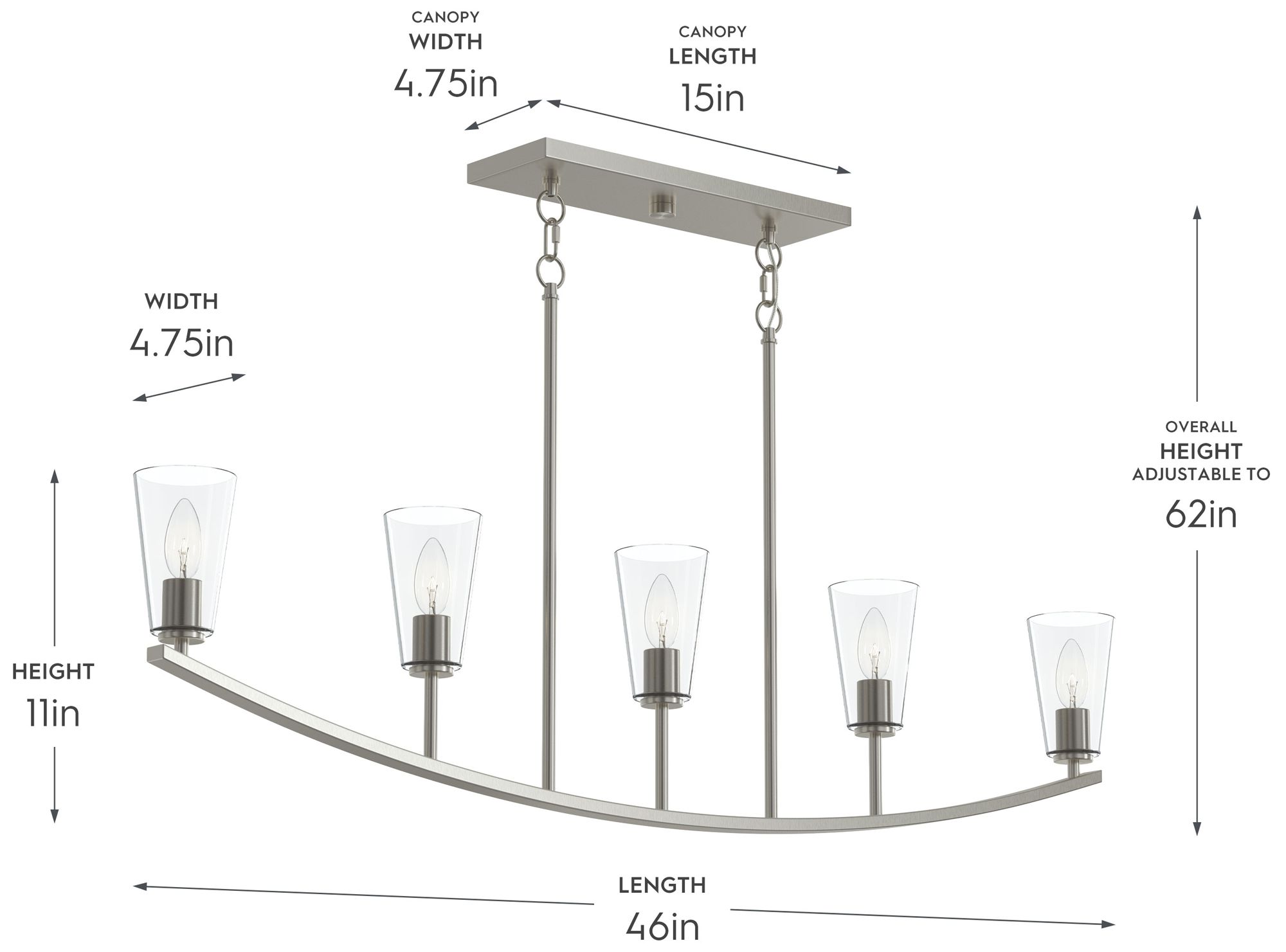 Image 6 Jheni Five-Light Linear Chandelier with Clear Glass Shades more views