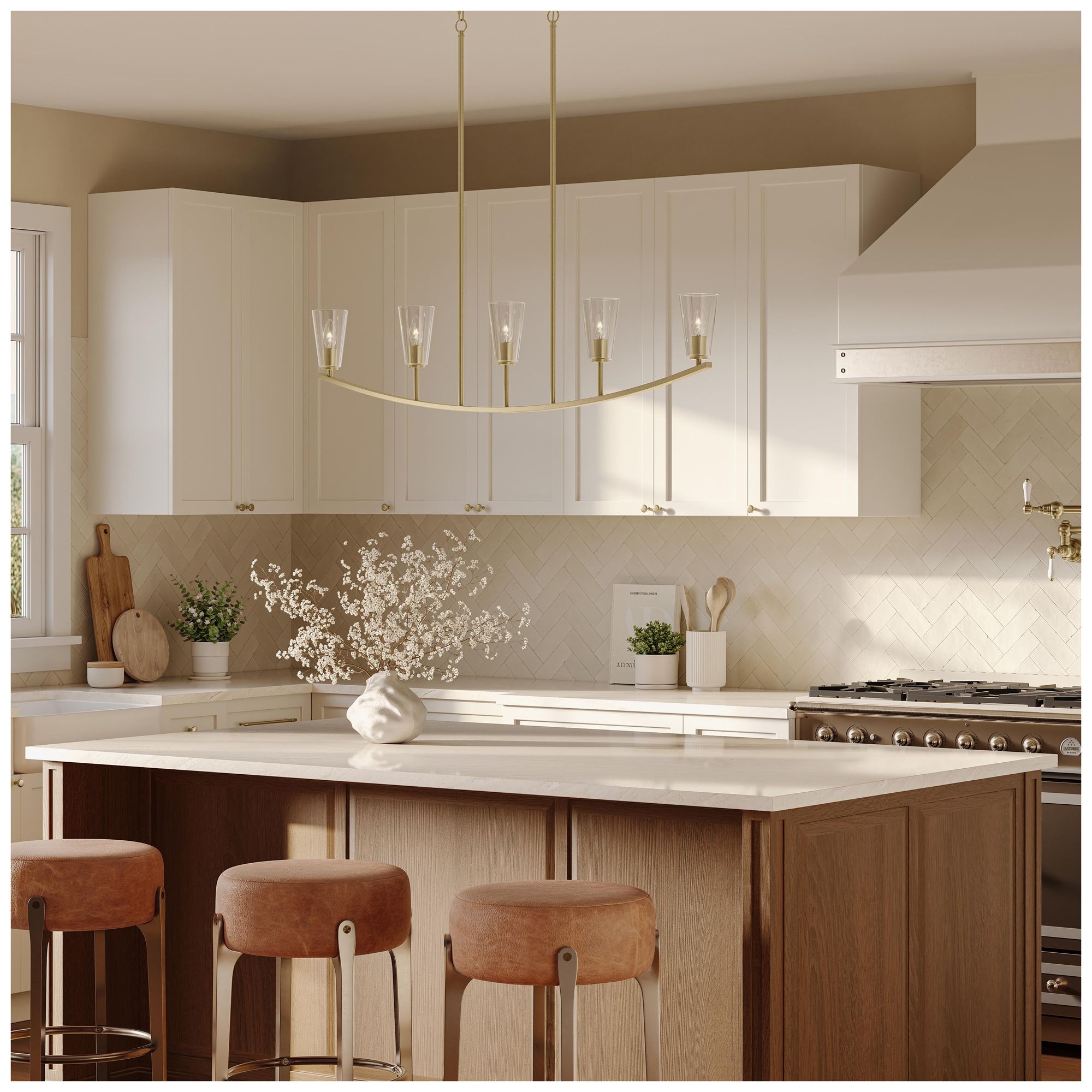Image 3 Jheni Five-Light Linear Chandelier with Clear Glass Shades more views