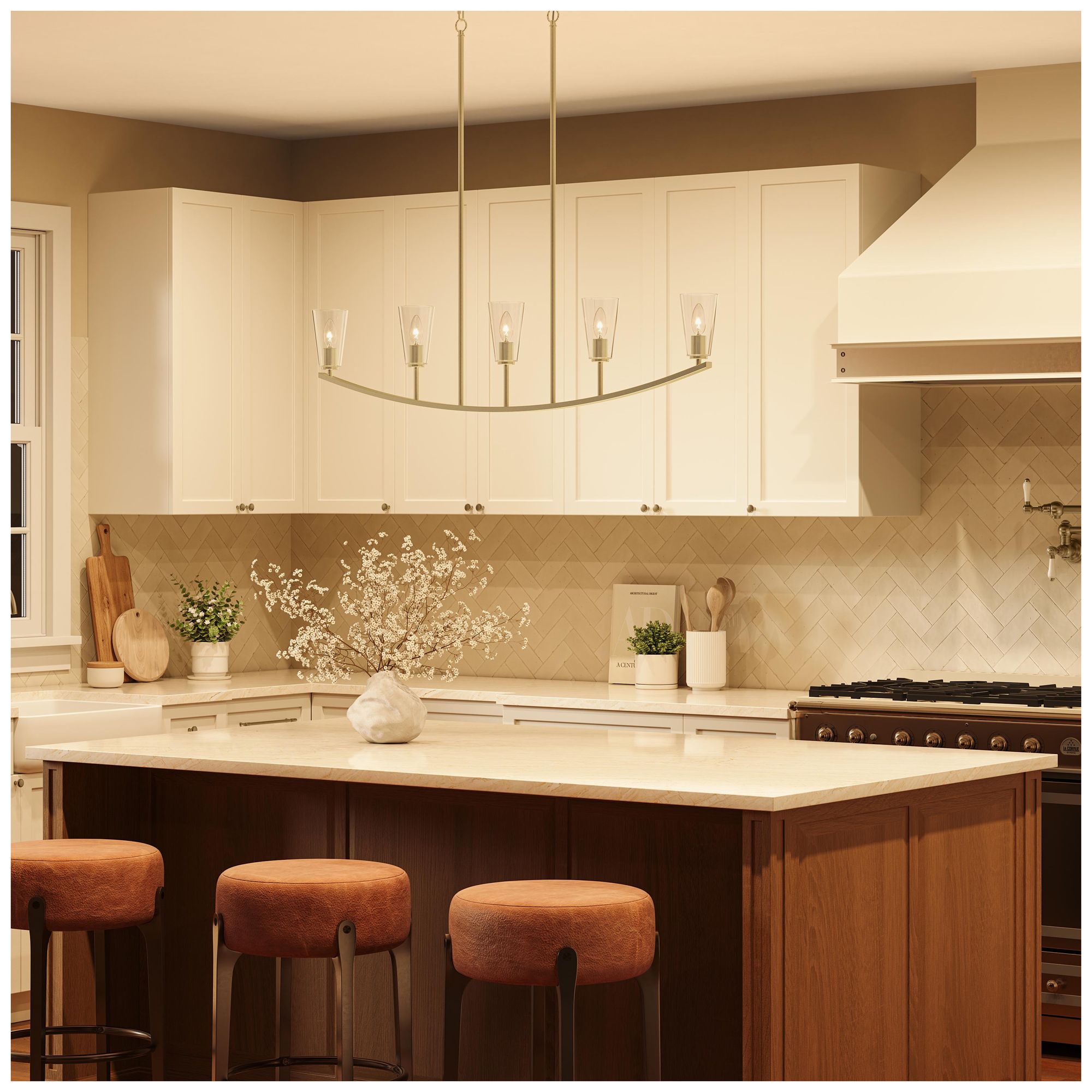 Image 5 Jheni Five-Light Linear Chandelier with Clear Glass Shades more views