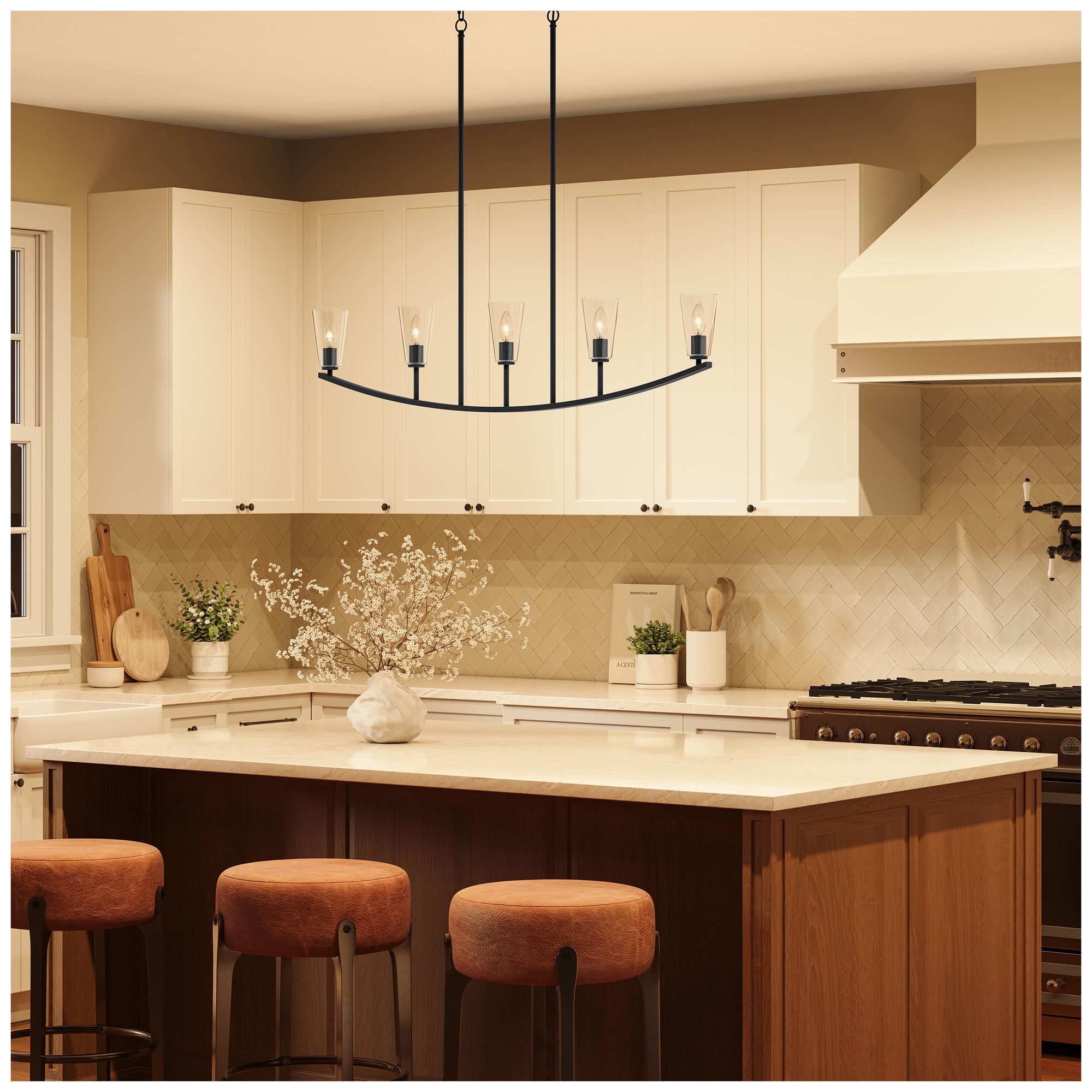 Image 5 Jheni Five-Light Linear Chandelier with Clear Glass Shades more views