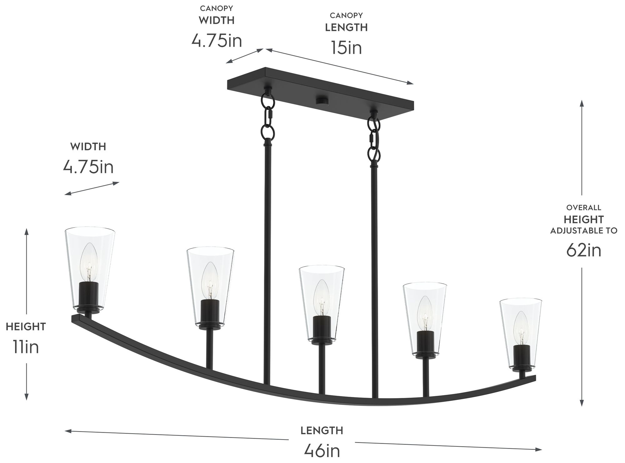 Image 6 Jheni Five-Light Linear Chandelier with Clear Glass Shades more views